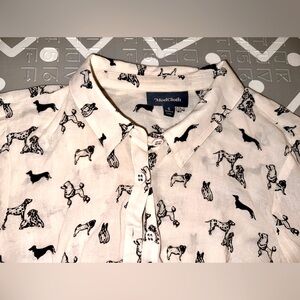 Modcloth Dog Print Button Down Top Size S